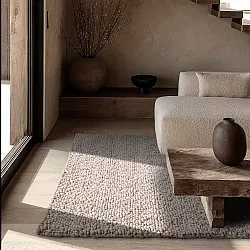 Tapete de lã - Sala Irregular Wool Bubble (taupe/branco mescla)