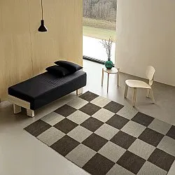 Tapete de lã - Scacco (preto/bege)