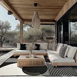 Tapete para interior e exterior - Aurora (preto/branco)