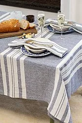 Toalha de mesa de linho Vera (azul/branco)