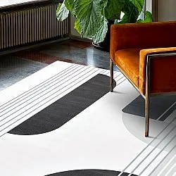 Tapete Wilton - Delft (branco/cinza/preto)