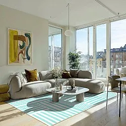 Tapete Wilton - Joma (turquesa/branco)