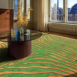 Tapete Wilton - Zebra (verde/laranja)