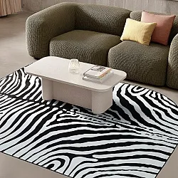 Tapete Wilton semioval - Zebra (preto/branco)