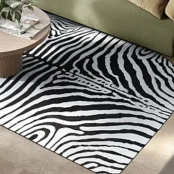 Tapete Wilton semioval - Zebra (preto/branco)