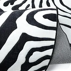Tapete Wilton semioval - Zebra (preto/branco)