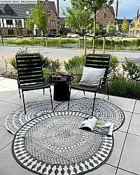 Runda mattor - Marrakech (rund) (svart/vit/grå)