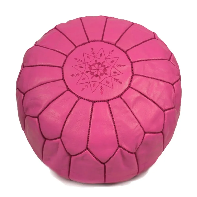 Sittpuff - Marockansk läderpuff (rosa)