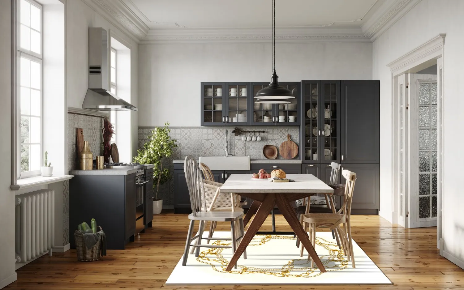 Tapete redondo - Silea (branco/dourado)