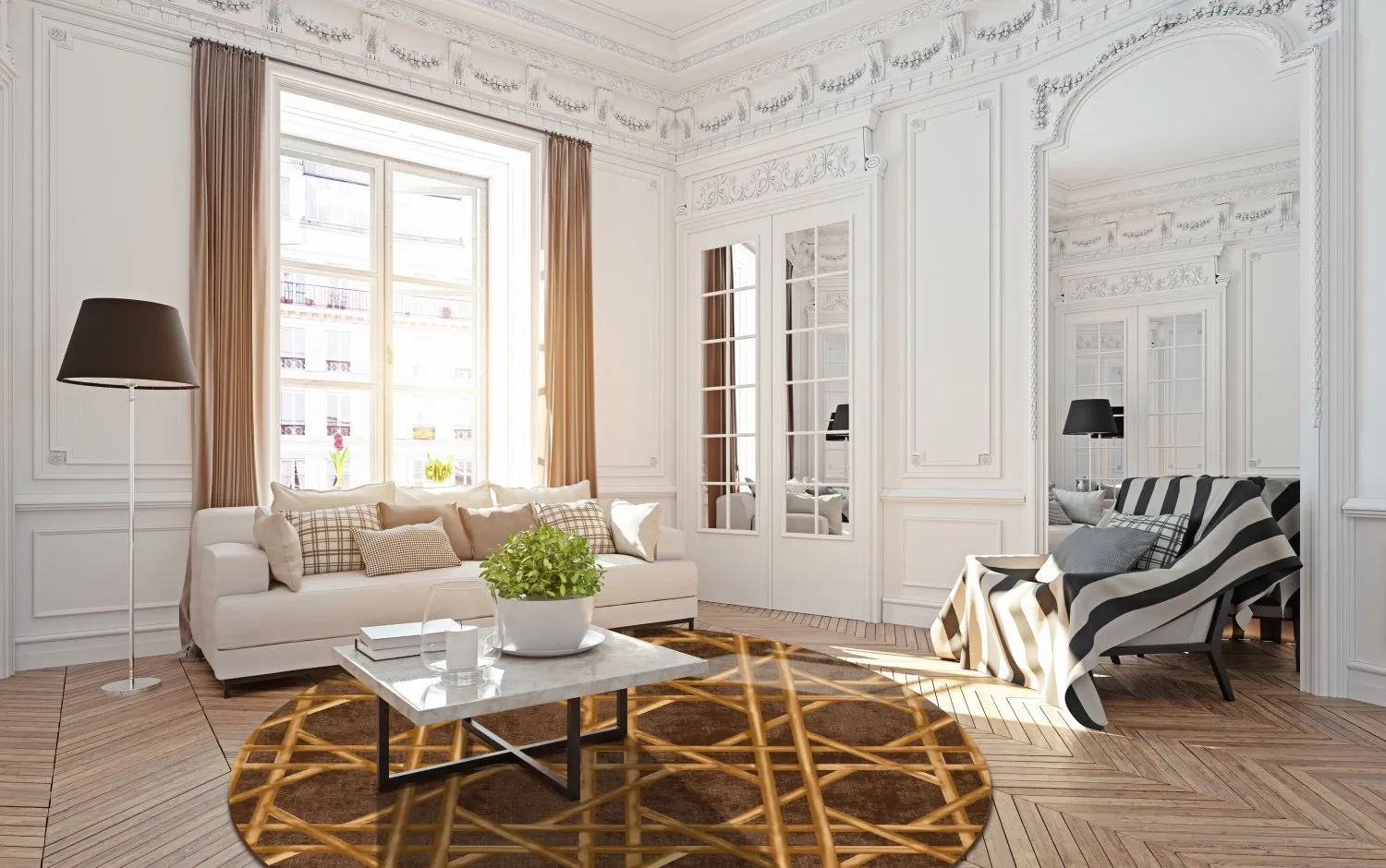 Tapete redondo - Pachino (marrom/dourado)