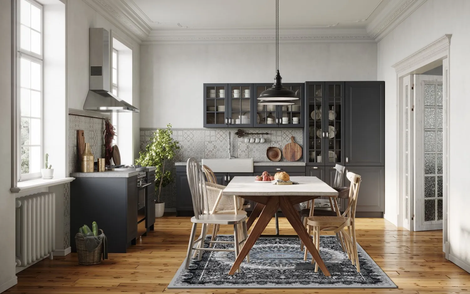 Tapete Wilton - Yelda (preto/multicolorido)