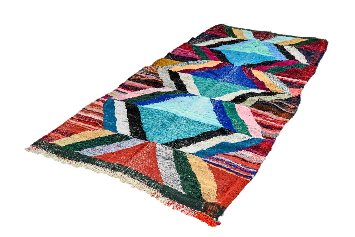 Tapete Berbere Marroquino Boucherouite 135 x 275 cm