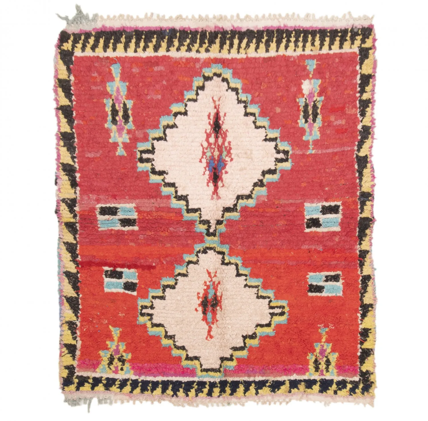 Tapete Berbere Marroquino Boucherouite 145 x 115 cm
