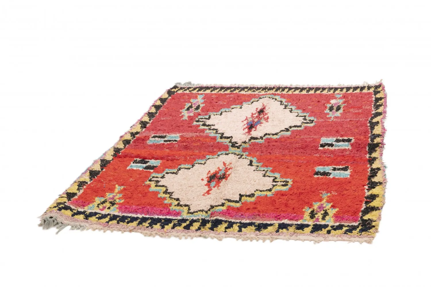 Tapete Berbere Marroquino Boucherouite 145 x 115 cm