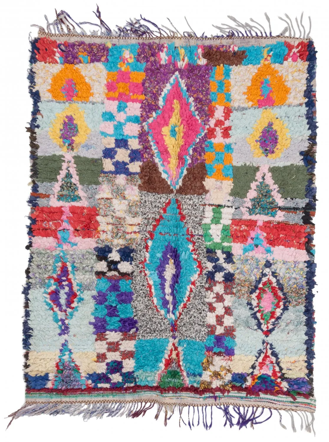 Tapete Berbere Marroquino Boucherouite 195 x 150 cm
