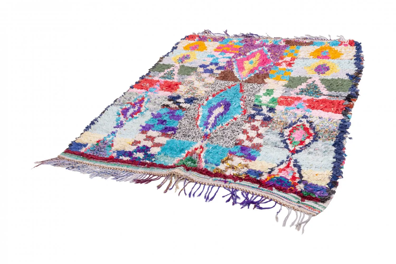 Tapete Berbere Marroquino Boucherouite 195 x 150 cm