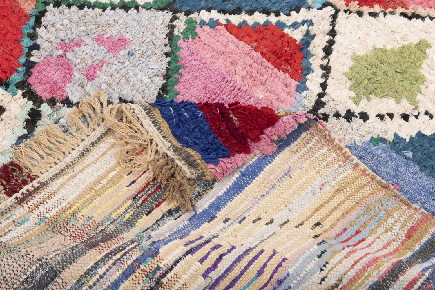 Tapete Berbere Marroquino Boucherouite 195 x 165 cm