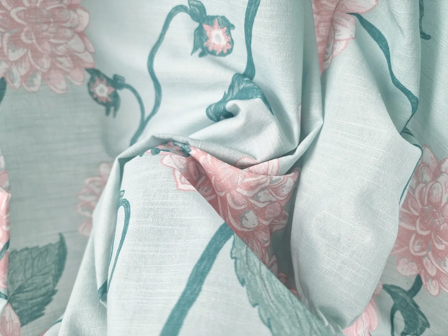 Cortinas - Cortina de algodão Alyssa (verde/rosa)