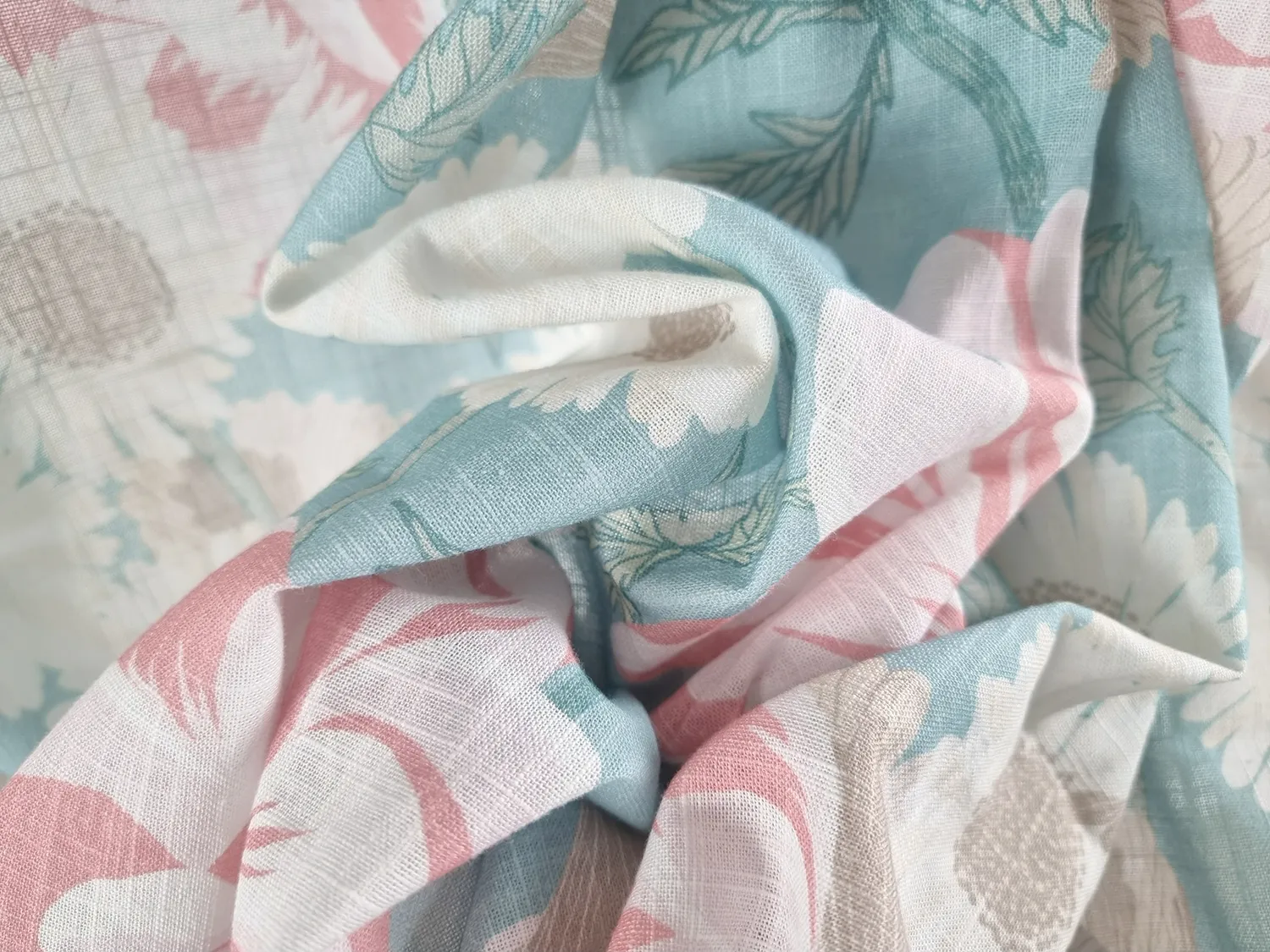 Cortinas - Cortina de algodão Serena (turquesa/rosa)