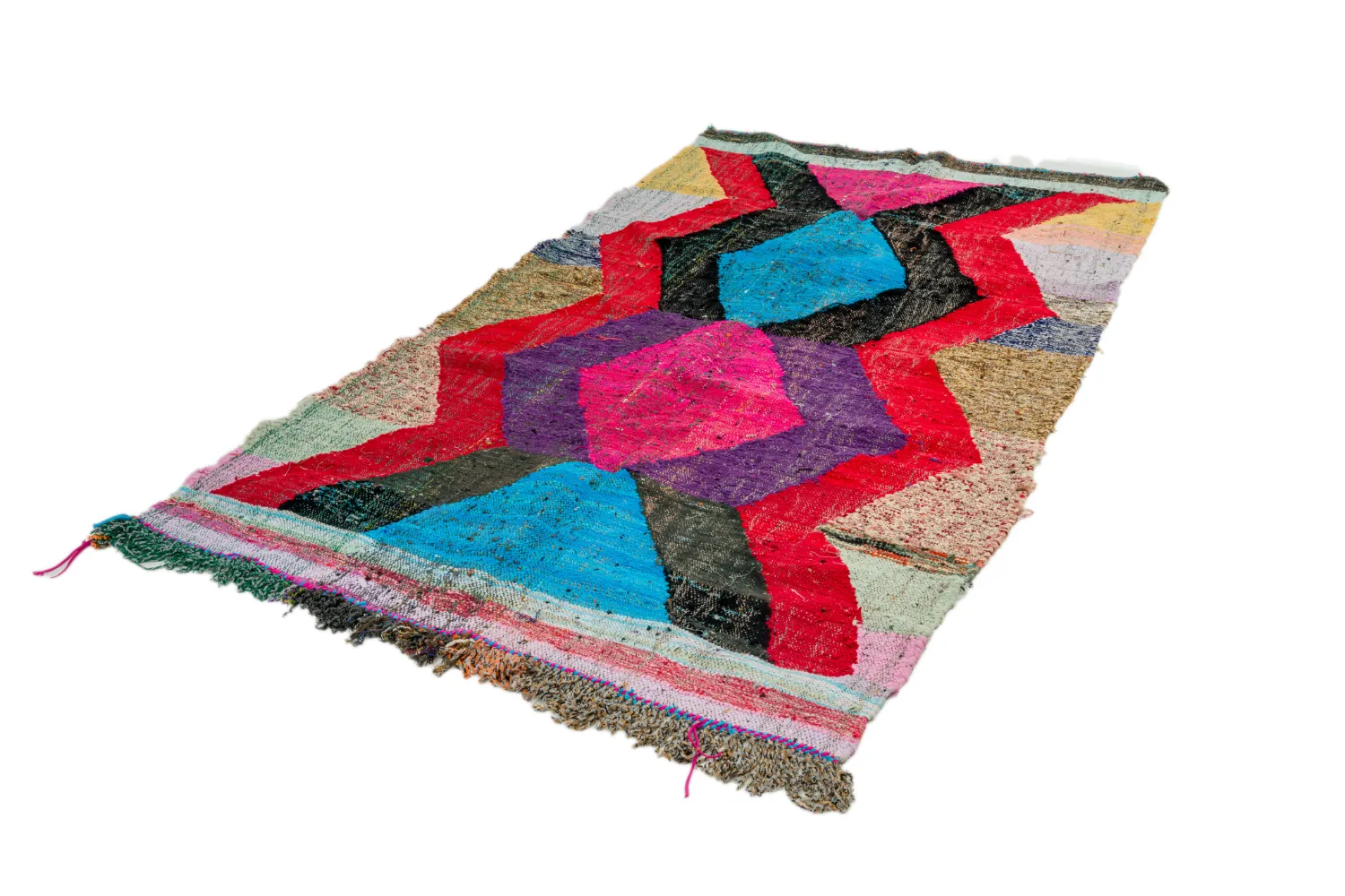 Tapete Berbere Marroquino Boucherouite 125 x 235 cm