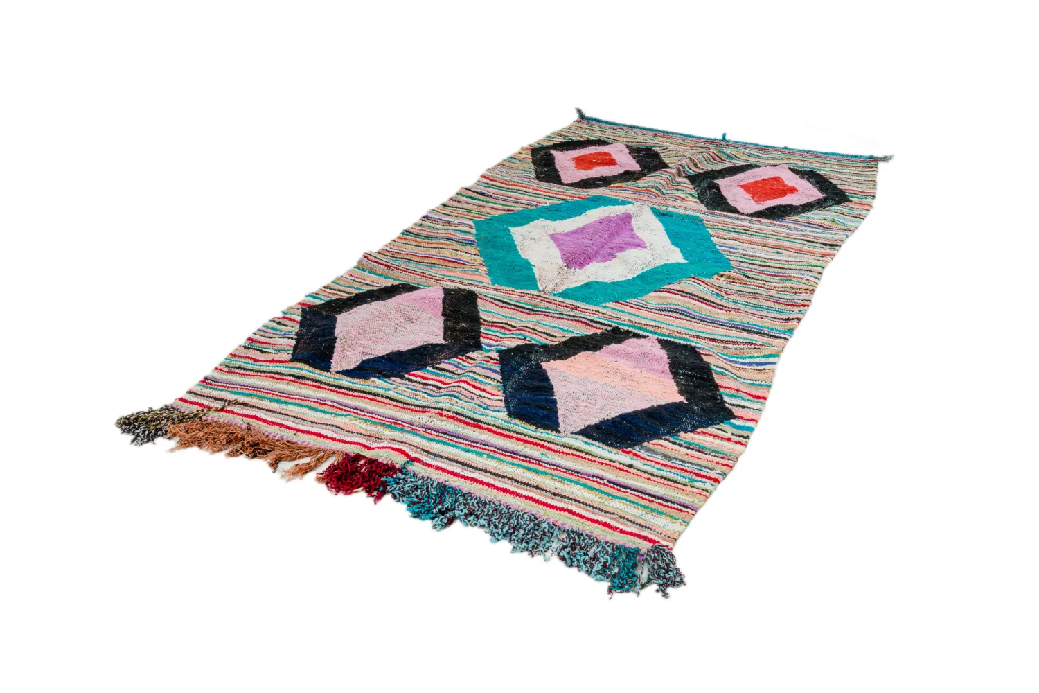 Tapete Berbere Marroquino Boucherouite 140 x 255 cm