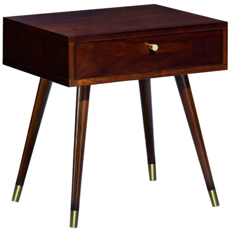 Mesa de cabeceira - Prime (nogueira/latão)