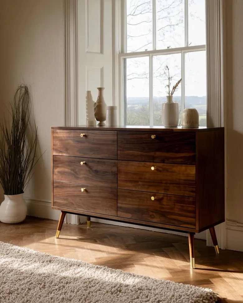 Cômoda - Prime - 6 drawers (nogueira/latão)