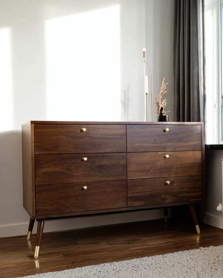 Cômoda - Prime - 6 drawers (nogueira/latão)