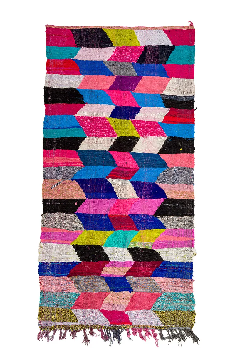 Tapete Berbere Marroquino Boucherouite 150 x 305 cm