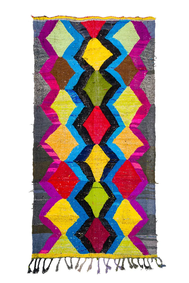 Tapete Berbere Marroquino Boucherouite 140 x 275 cm