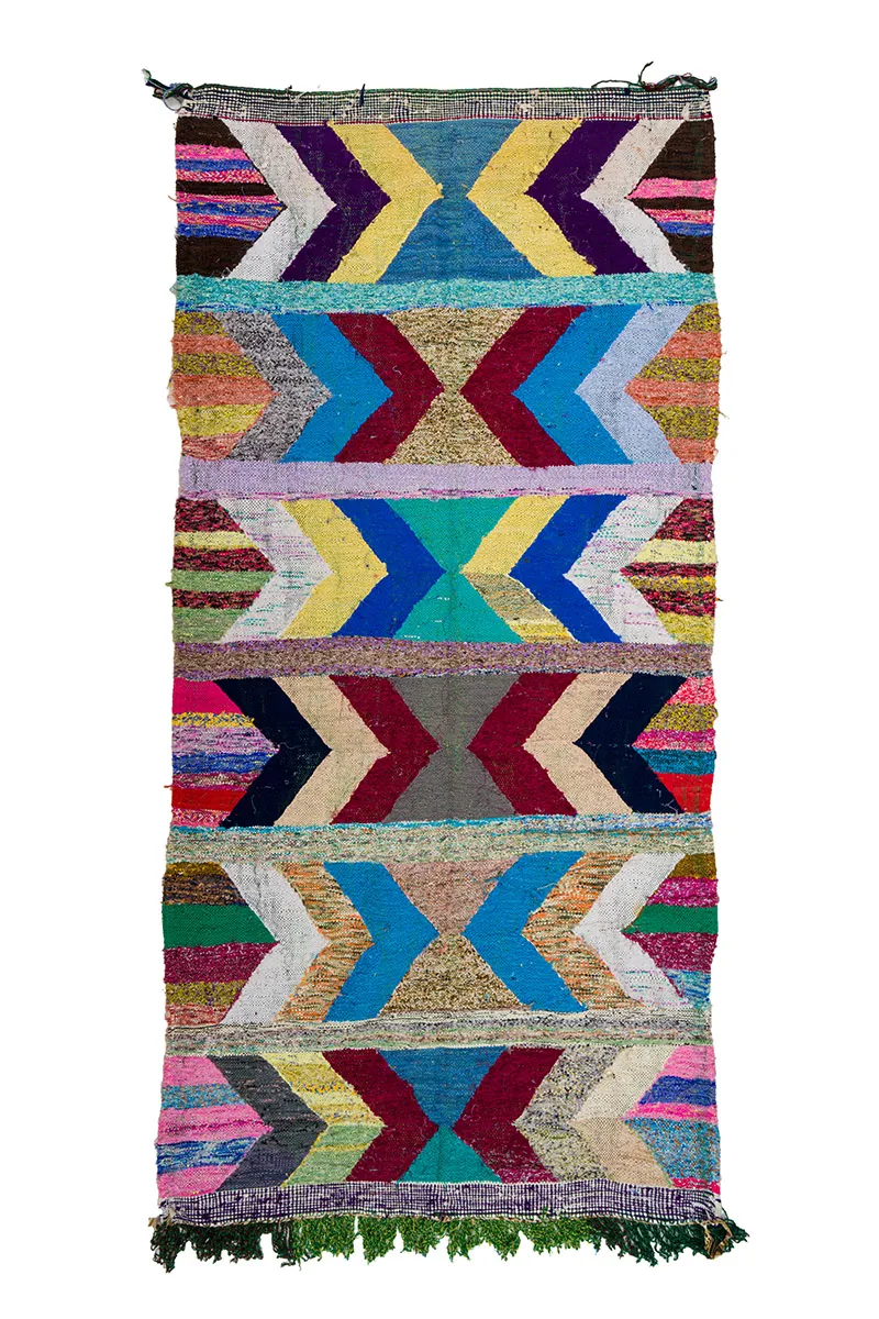 Tapete Berbere Marroquino Boucherouite 130 x 275 cm