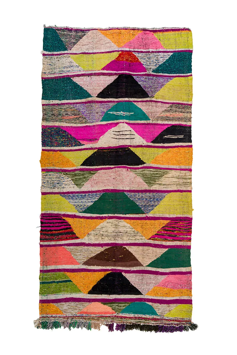 Tapete Berbere Marroquino Boucherouite 135 x 265 cm