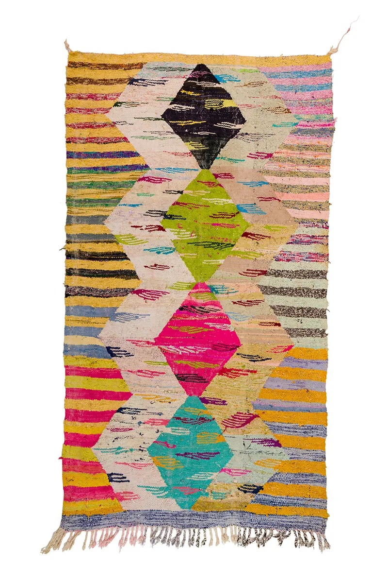 Tapete Berbere Marroquino Boucherouite 140 x 250 cm