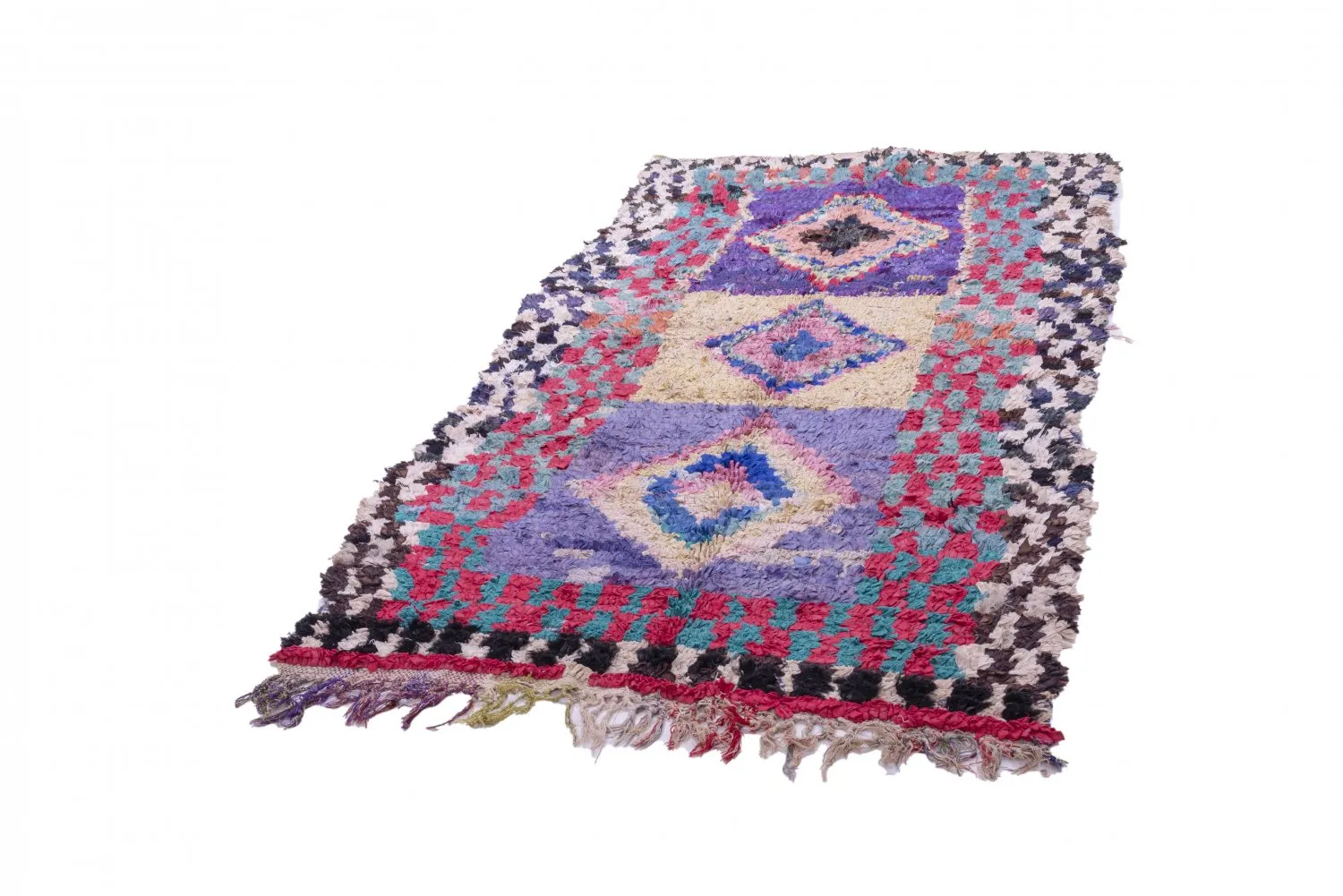 Tapete Berbere Marroquino Boucherouite 225 x 125 cm