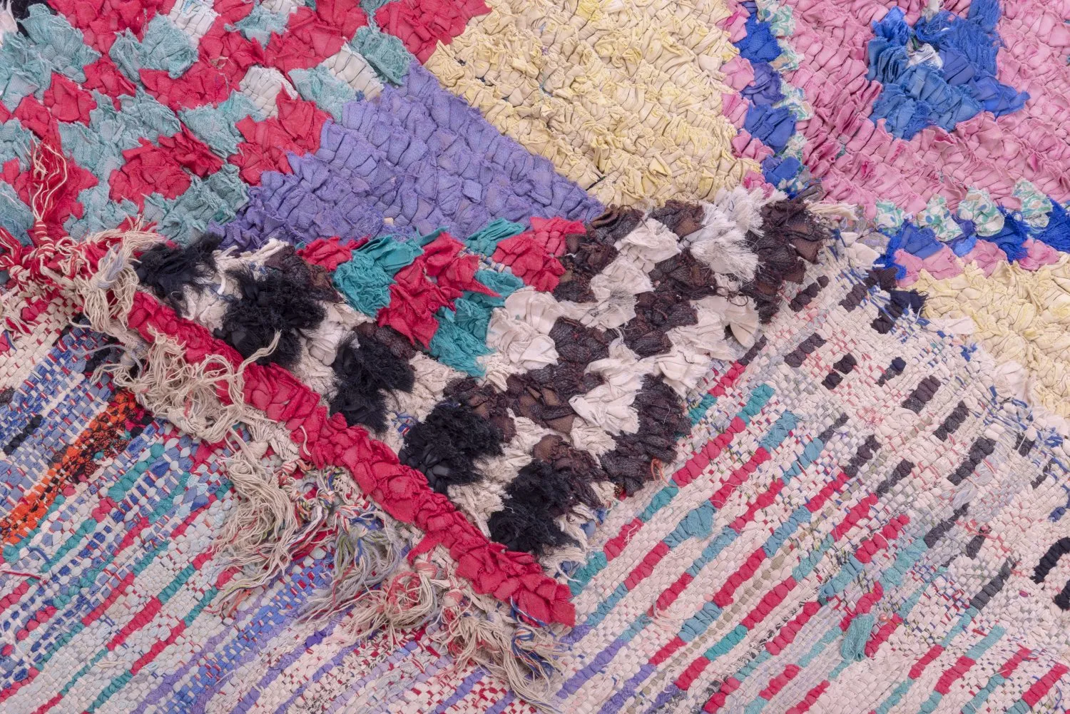 Tapete Berbere Marroquino Boucherouite 225 x 125 cm