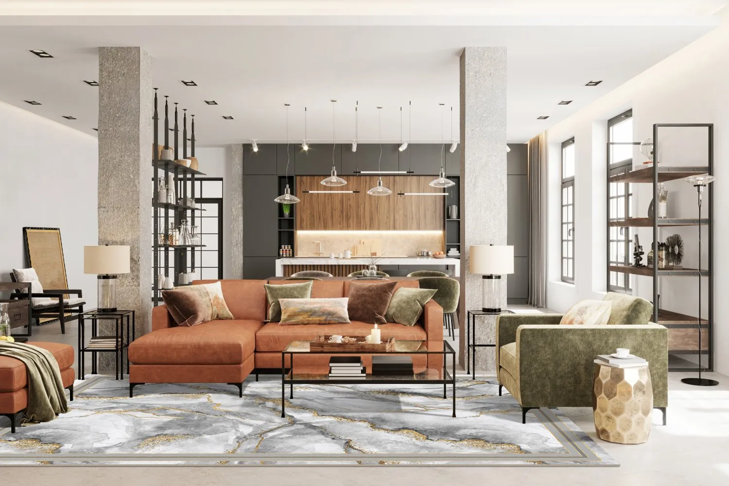 Tapete Wilton - Attika (cinza/branco/dourado)