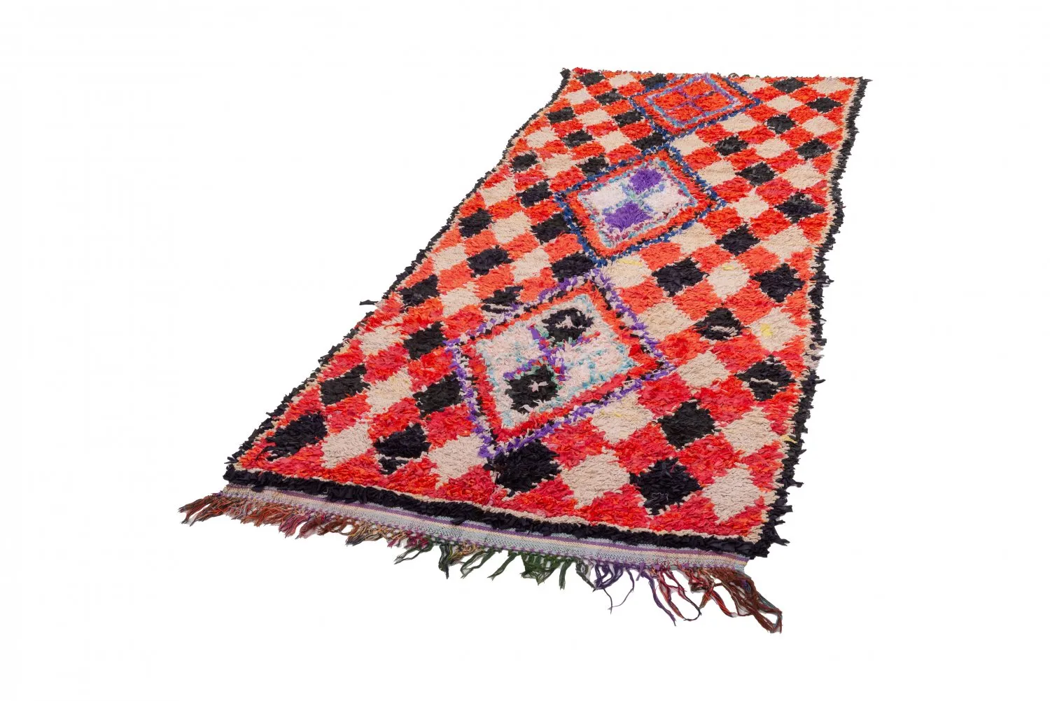 Tapete Berbere Marroquino Boucherouite 255 x 105 cm