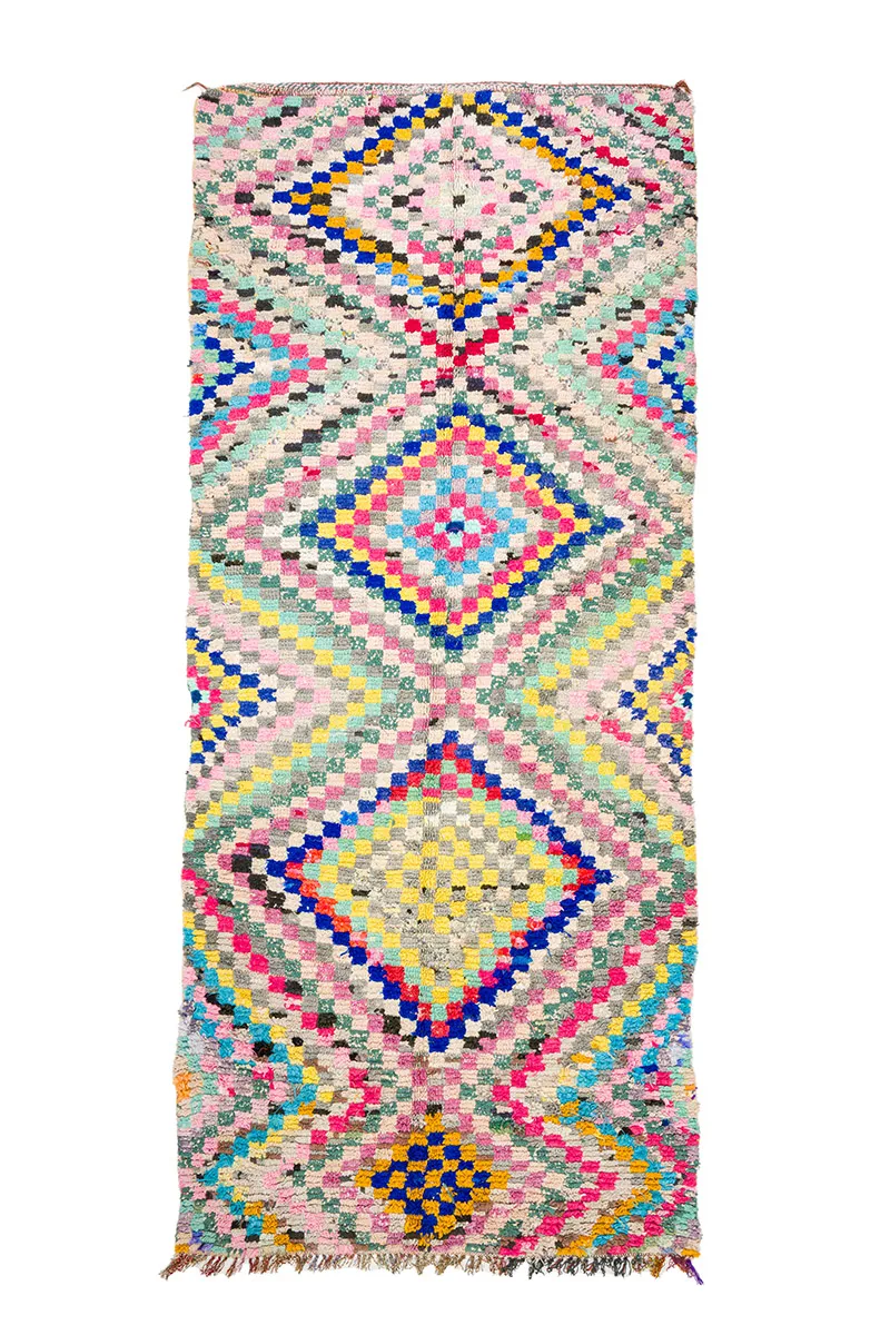 Tapete Berbere Marroquino Boucherouite 145 x 365 cm