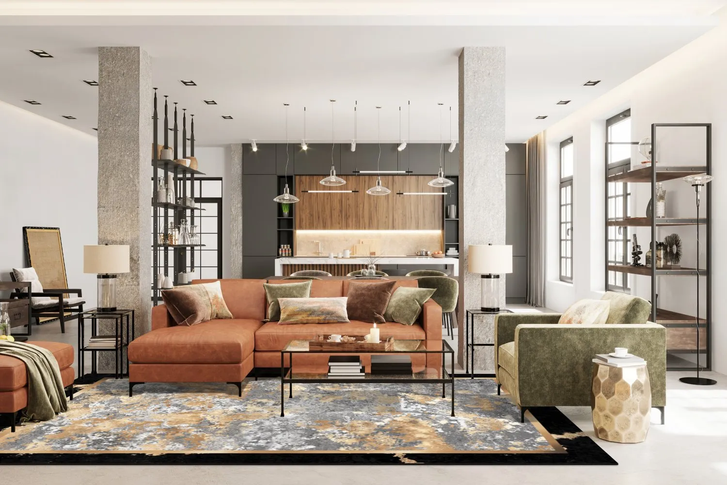 Tapete Wilton - Peri (preto/multicolorido)