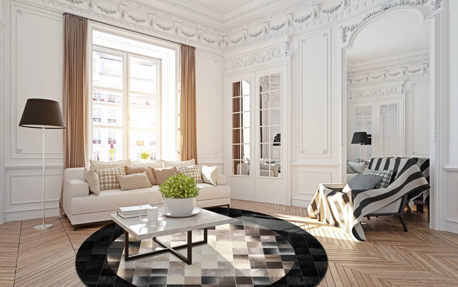 Tapete redondo - Livada (preto/multicolorido)