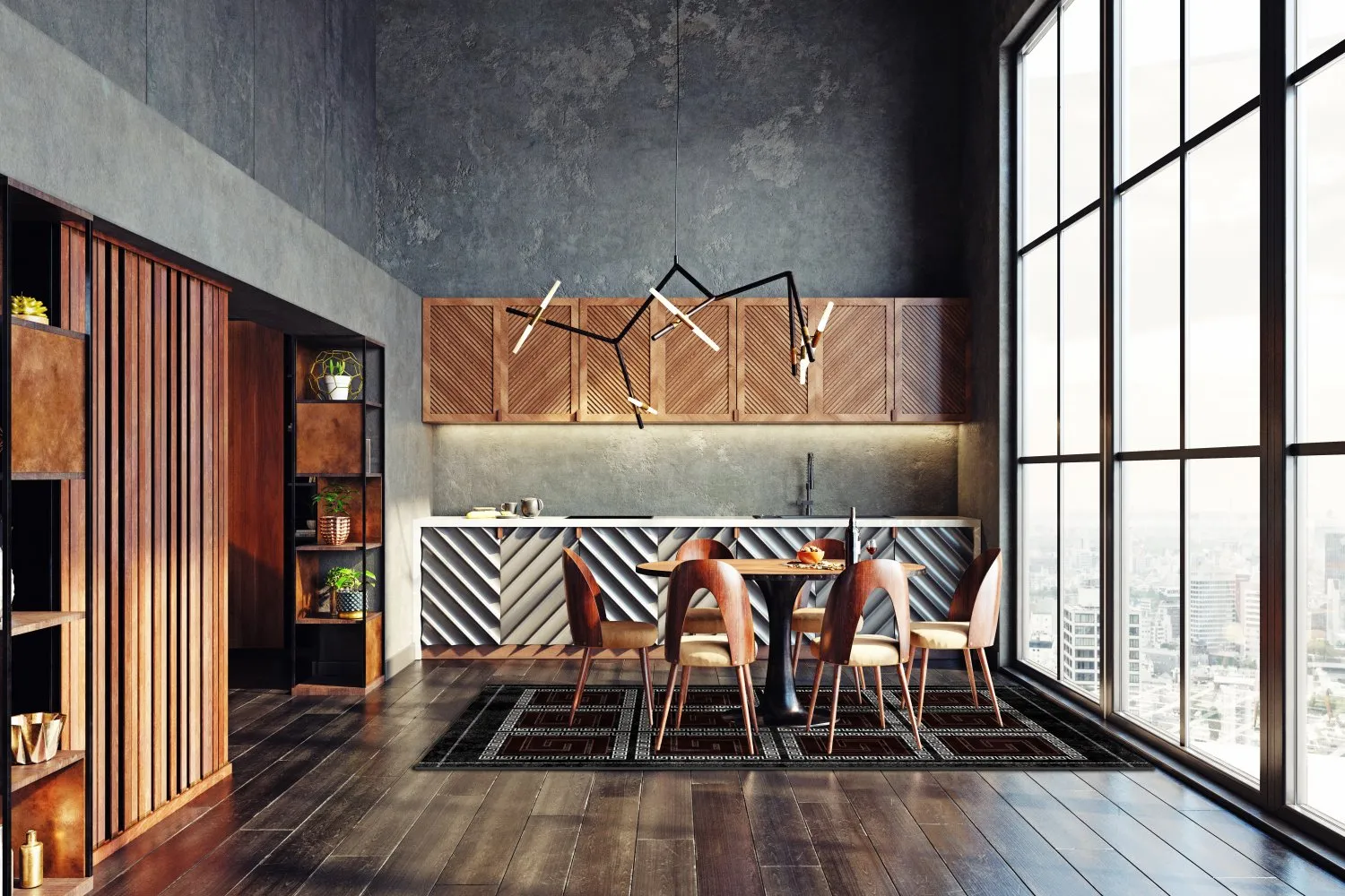 Tapete Wilton - Milos (preto/vermelho)