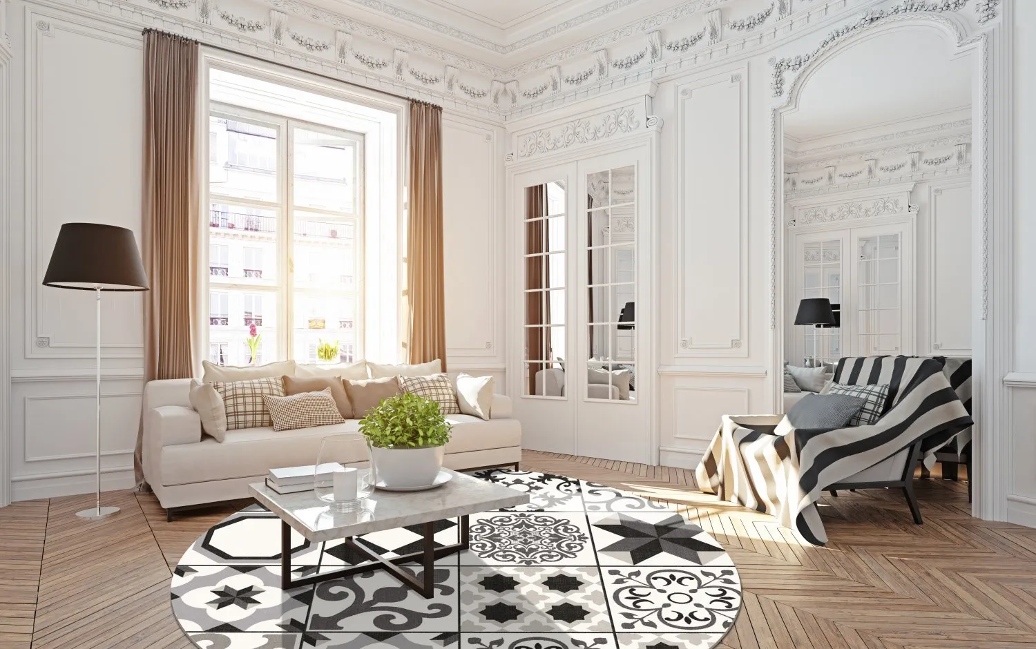 Tapete redondo - Avent (bege/preto)