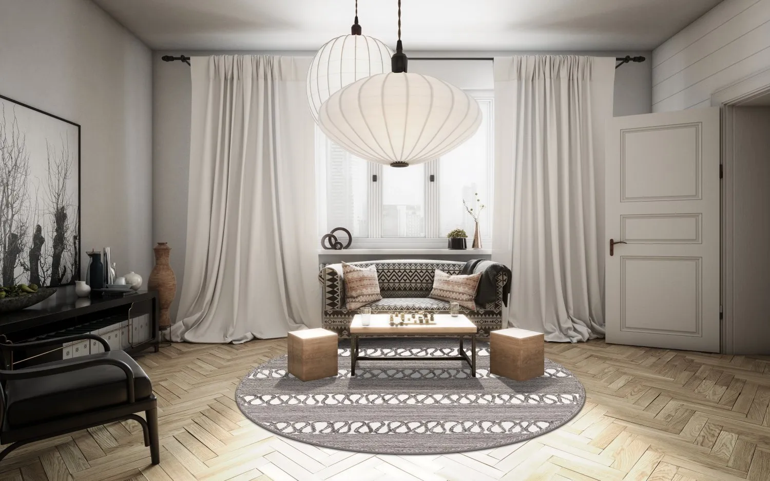 Tapete redondo - Levie (cinza)