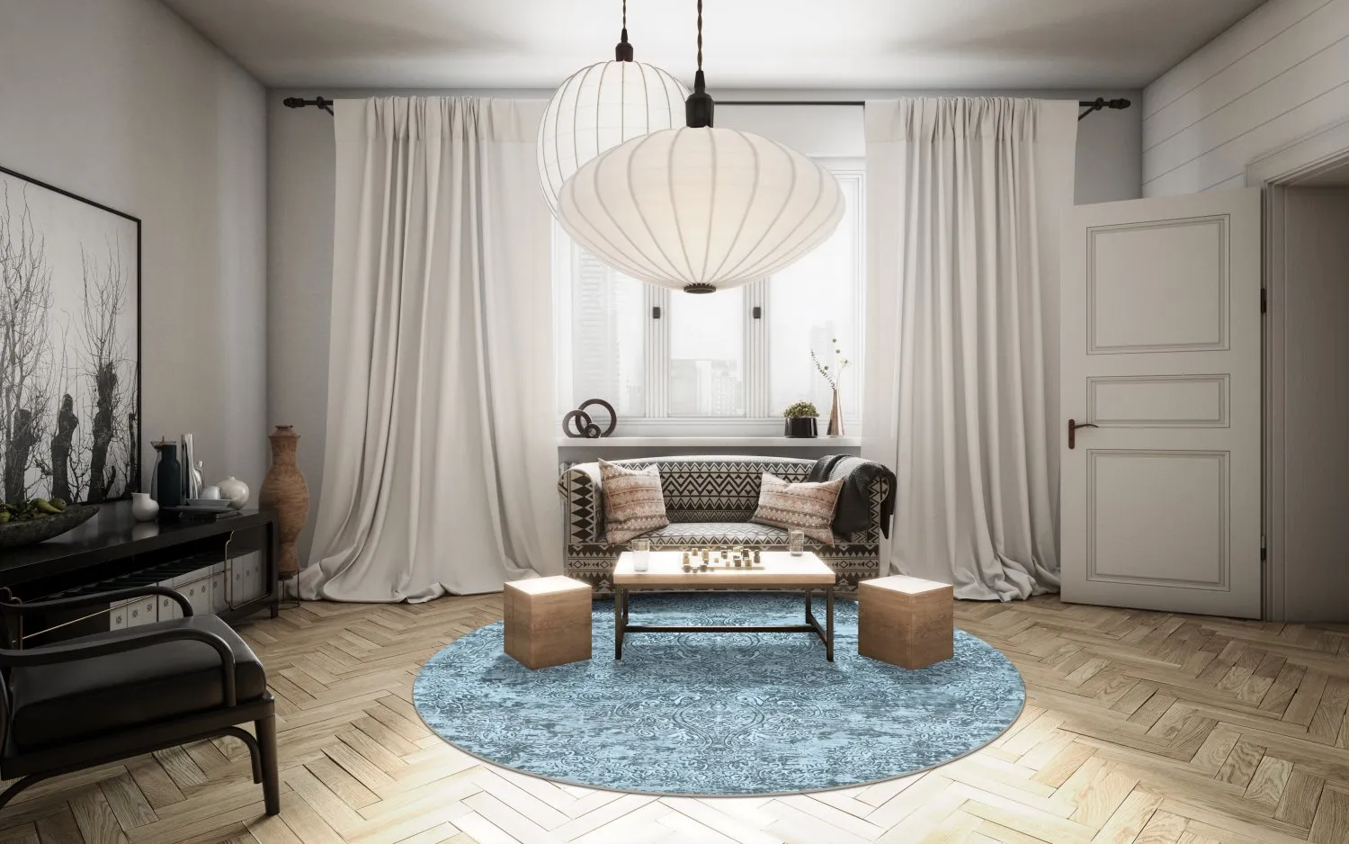 Tapete redondo - Valenza (azul)