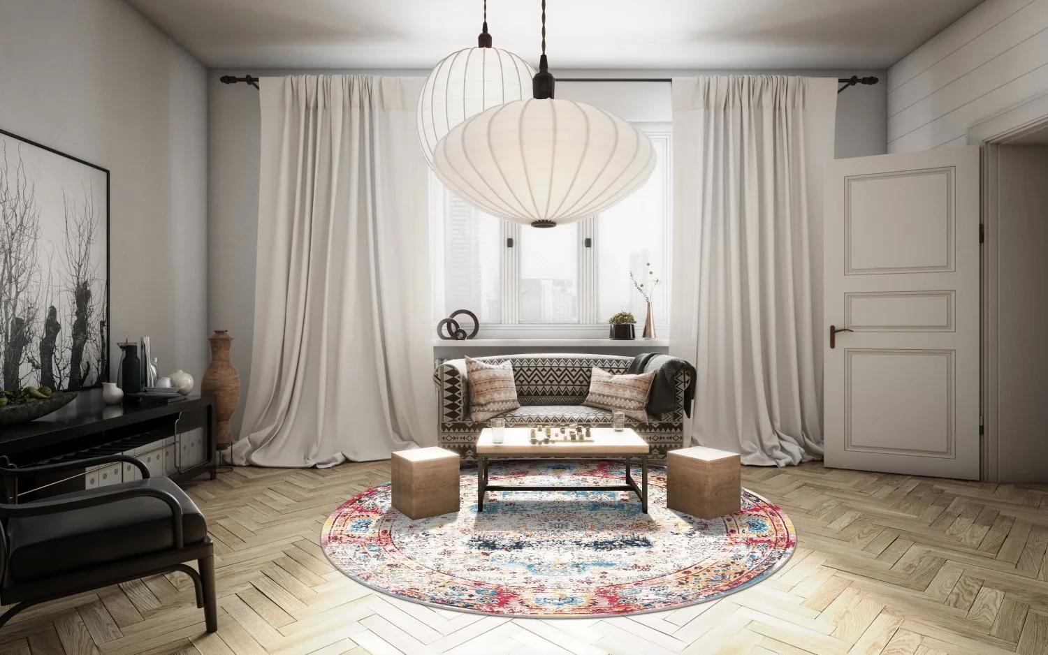 Tapete redondo - Jedaida (multicolorido)