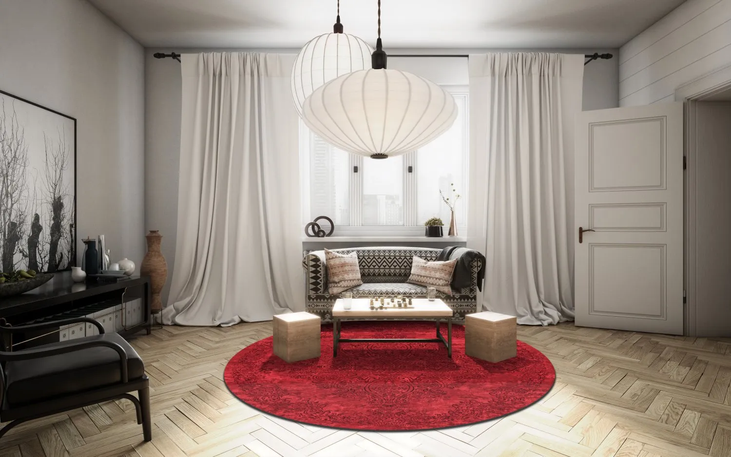 Tapete redondo - Valenza (vermelho)