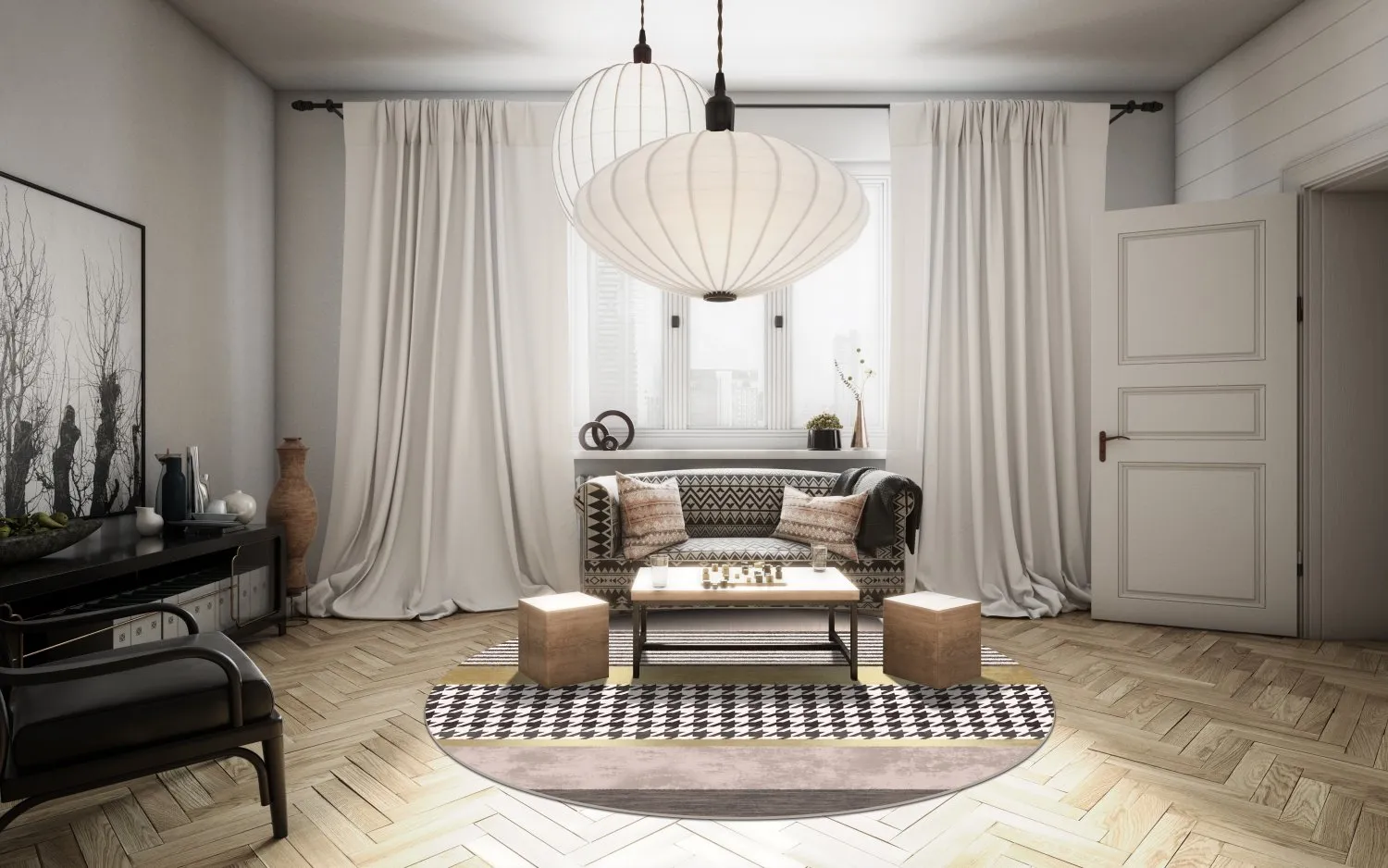 Tapete redondo - Esme (marrom/multicolorido)