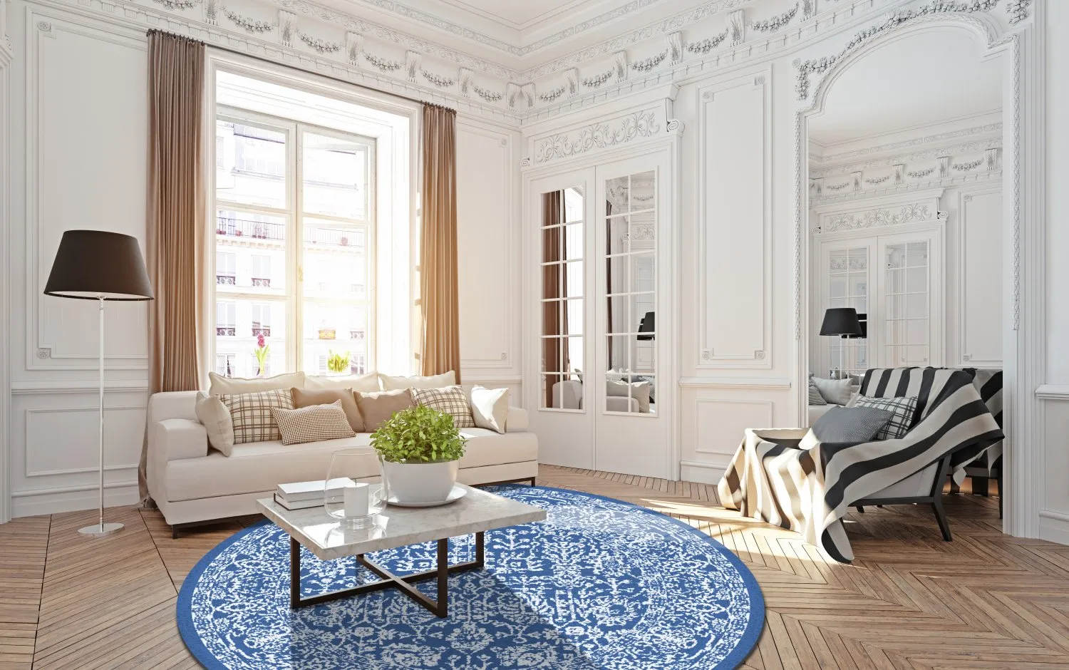 Tapete redondo - Menfi (azul)