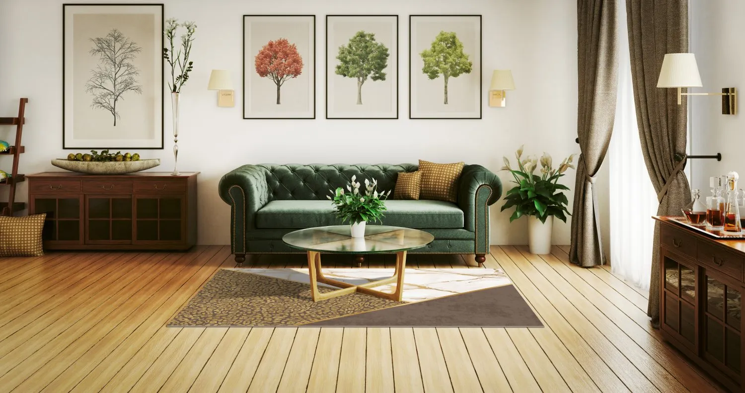 Tapete Wilton - Granada (marrom/branco/dourado)