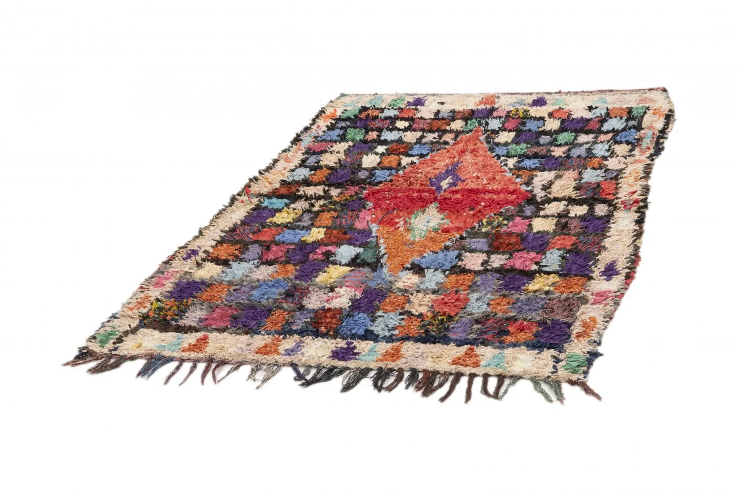 Tapete Berbere Marroquino Boucherouite 195 x 125 cm